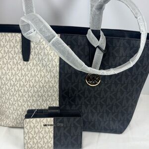 NWT ~ Michael Kors Jet Set Med Zip Top Tote Bull Multi With Wallet $626 MSRP